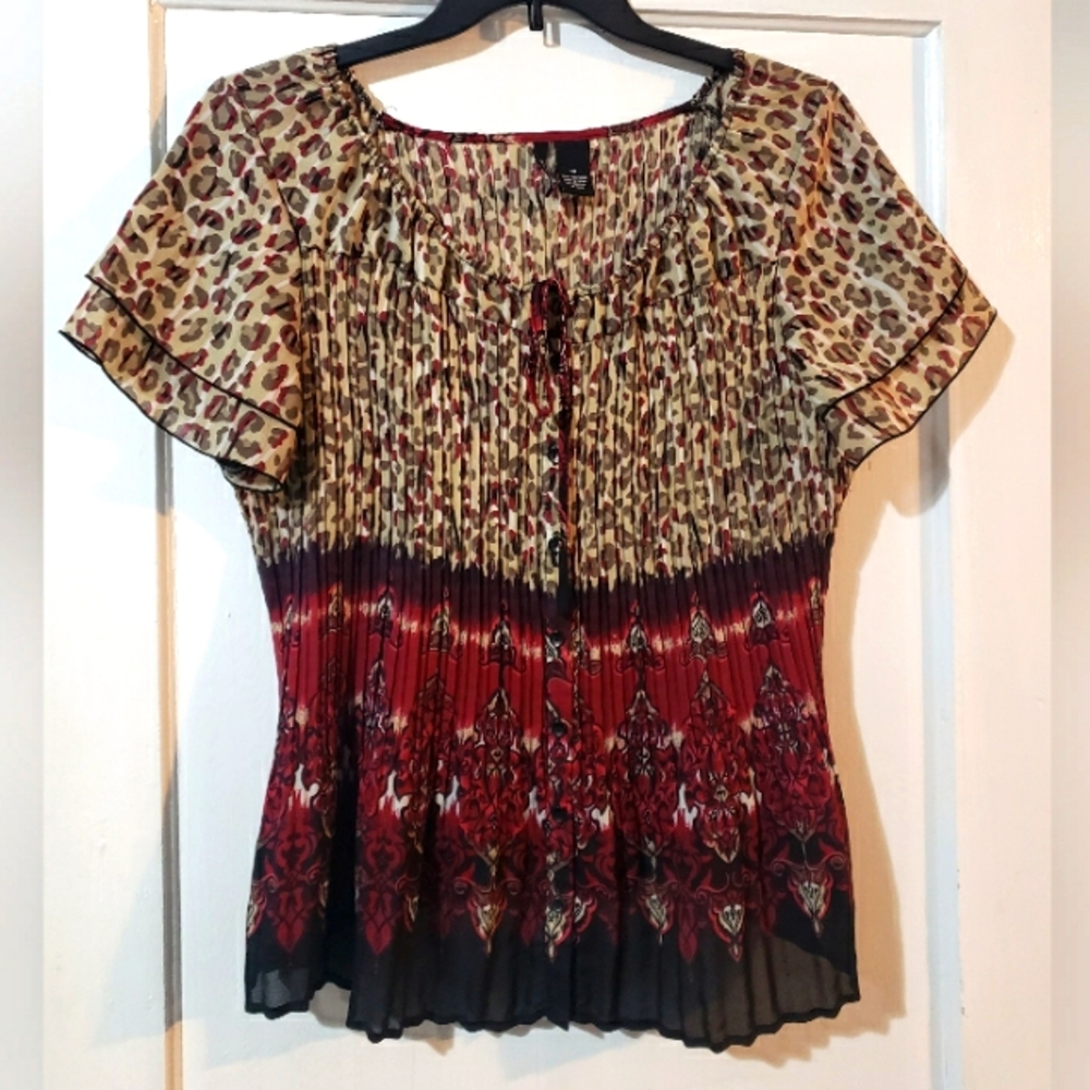 Animal Print Pleated Blouse by New Directions, Size 1X
